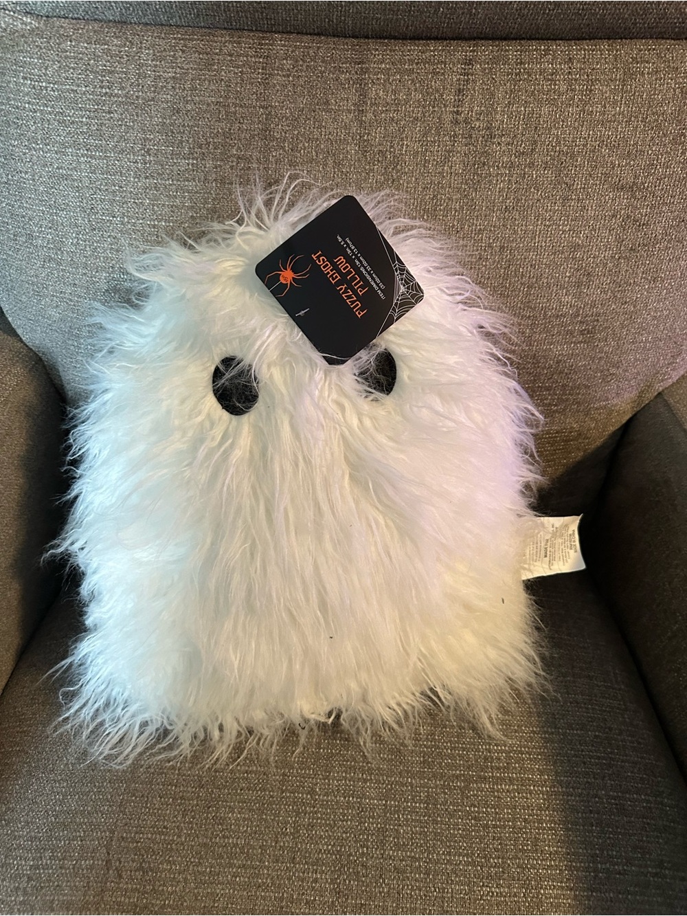 White Fuzzy Ghost Pillow